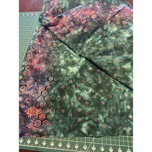 Hand-Dyed Batik Fabric With Hexagon Pattern - 3 Yards 10.5 Inches - Emerald Gree